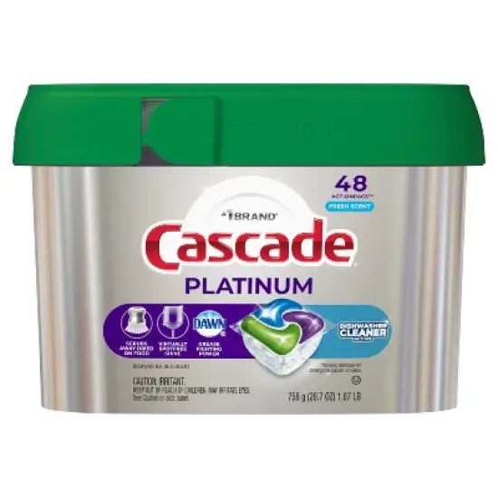 Cascade Fresh Scent Platinum Dishwasher Detergent ActionPacs + Cleaner Pods - 48ct image {11}