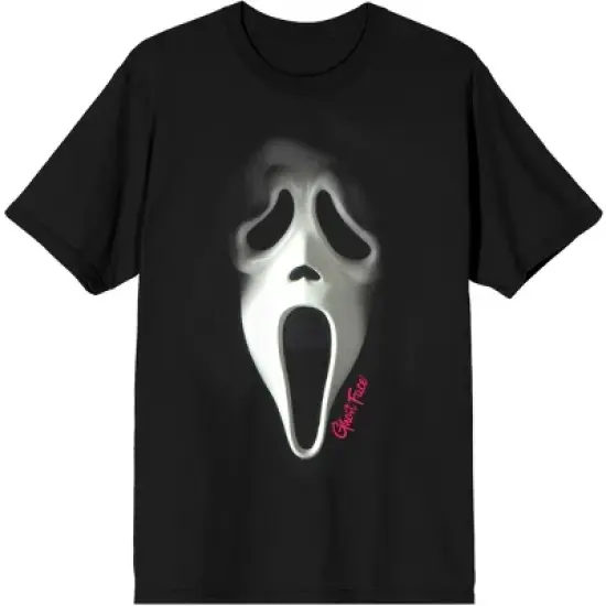 Ghostface With Pink Logo Men's Black Graphic Tee image {7}