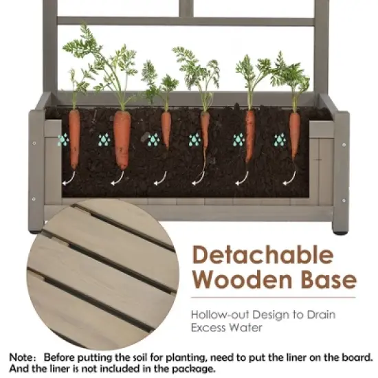 Costway 2PC 68in Wood Planter Box w/Trellis Raised Garden Bed for Climbing Plant image {7}