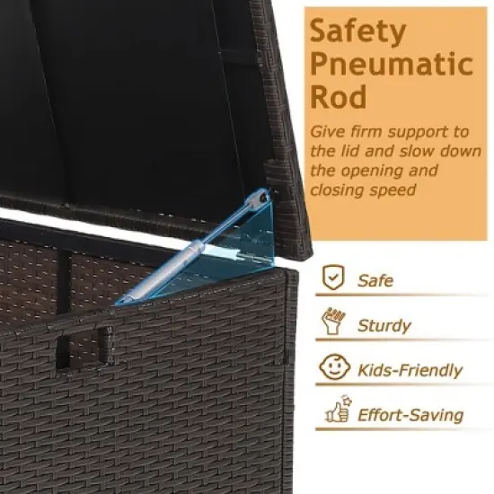 Costway  72 Gallon Patio Rattan Wicker Storage Deck Box Container with Liner Garden image {6}