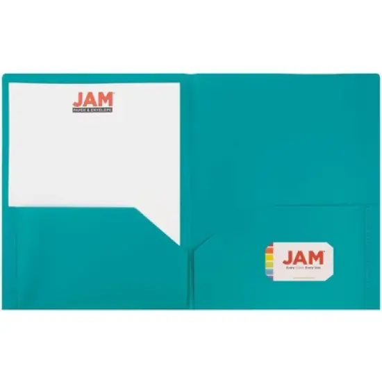 JAM 6pk POP 2 Pocket School Presentation Plastic Folders Teal image {2}