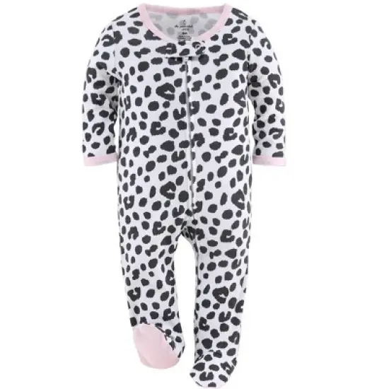 The Peanutshell Footed Baby Sleepers for Girls, Cheetah & Pink Hearts, 3-Pack, Newborn to 12 Month Sizes image {4}