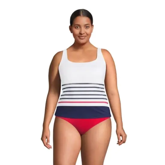 Lands' End Women's Square Neck Underwire Tankini Top Swimsuit Adjustable Straps image {8}