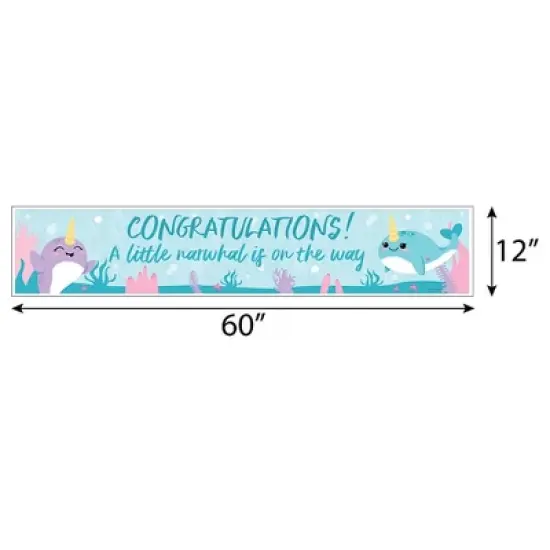 Big Dot of Happiness Narwhal Girl - Under The Sea Baby Shower or Birthday Party Decorations Party Banner image {1}