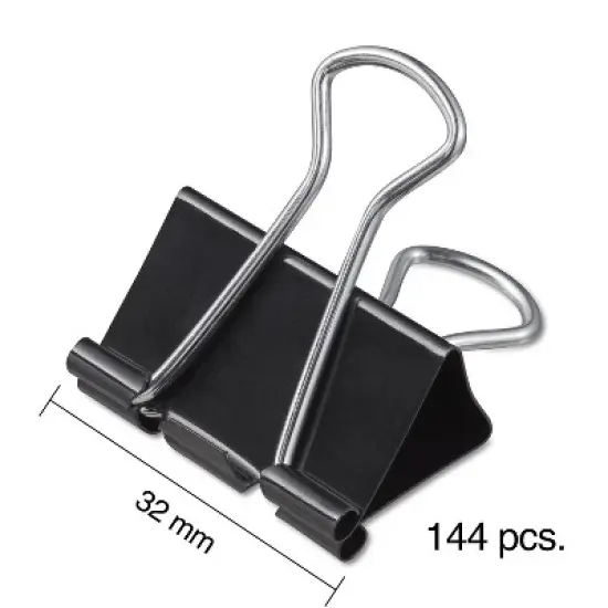 Staples Medium Binder Clips Bulk PK Blk 1 1/4" Size with 5/8" Capacity 144/PK 395200 image {4}