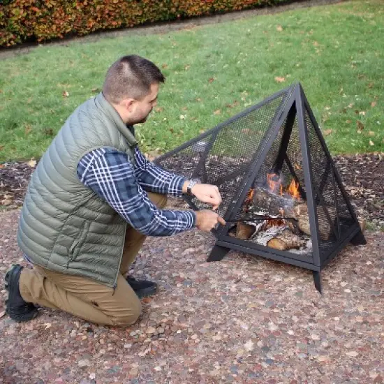 Sunnydaze Majestic Pyramid Steel Mesh Fire Pit - Black image {4}