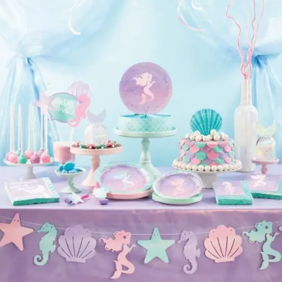 48ct Mermaid Print Beverage Napkins image {1}