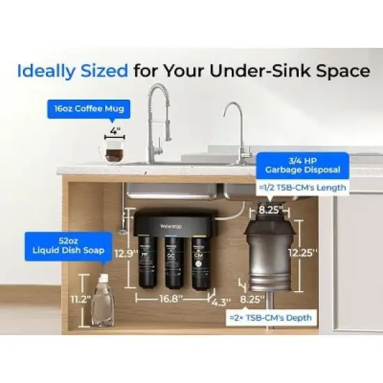 Waterdrop TSB-CM Under Sink Water Filter System Reduce Chloramine for CA, FL and Washington, D.C.,with Brushed Nickel Faucet image {6}
