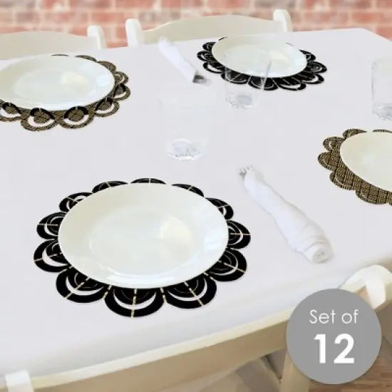 Big Dot of Happiness Roaring 20&rsquo;s - 1920s Art Deco Jazz Party Round Table Decorations - Paper Chargers - Place Setting For 12 image {1}