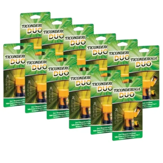 Ticonderoga&reg; DUO Sharpener/Eraser, Green and Yellow, Pack of 12 image {6}