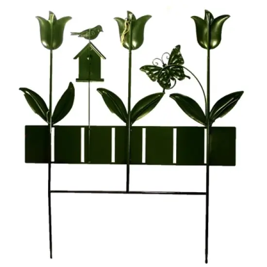 Direct International Home & Garden Welcome With Tulips Poke  -  One Stake 28.0 Inches -  Yard Decor Butterfly  -  31835608  -  Metal  -  Multicolored image {2}