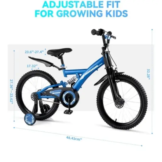 SKONYON Kids Bike 16 Inch or 18 Inch with Training Wheels for Ages 4-9 Adjustable Seat Dual Brake Shock Absorption Lightweight Bicycle for Children image {8}