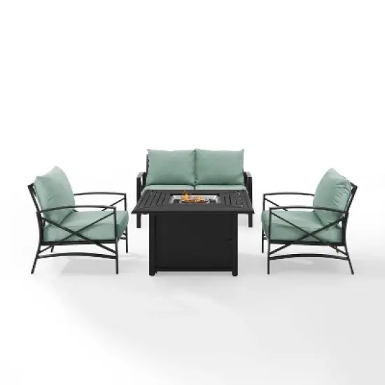 Kaplan 4pc Outdoor Conversation Set with Dante Fire Table - Mist - Crosley image {1}