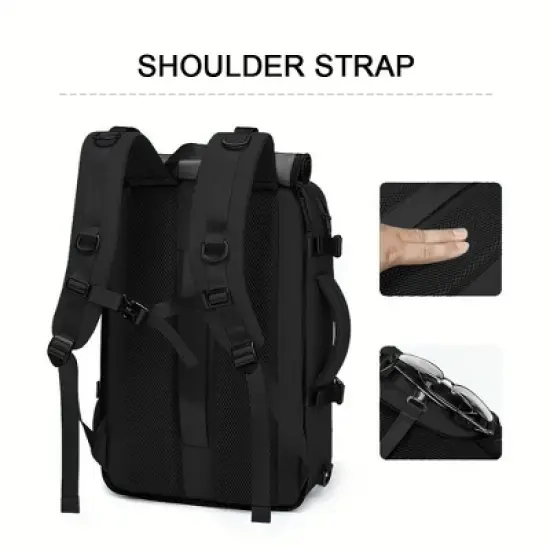 Luupatchy 18.1" Anti-Theft Travel Backpack with Separate Shoe Compartment & Convertible Duffel Design,Travel Bag for Business, Hiking, Camping image {4}