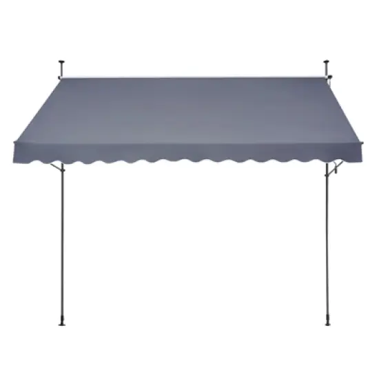 VEVOR 138 x 47" Patio Awning Retractable, Awning Sunshade Shelter with Manual Crank Handle, Outdoor Patio Canopy Sunsetter Deck, Dark Gray image {8}