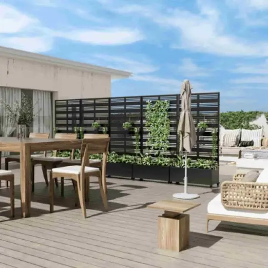 Lirago Iron Black Arch Mobile Planters Planting Box Trellis for Climbing Plants 72x35 image {1}