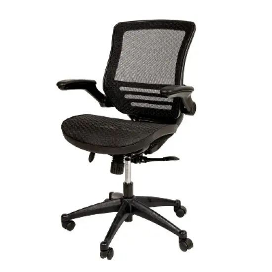 Emma and Oliver Mid-Back Transparent Mesh Executive Swivel Office Chair with Flip-Up Arms image {2}