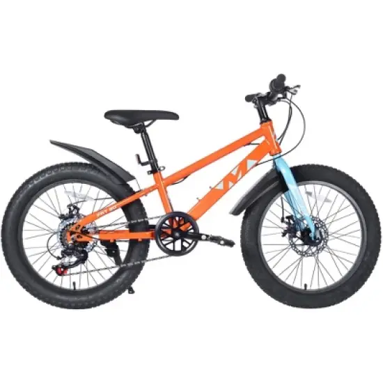 NAYSAYE Bicycle 20 Inch Fat Tire Mountain Bike 7 Speed for Adults Ideal for Beach and Snow, Orange, 55.12"22.83"32.68" image {1}