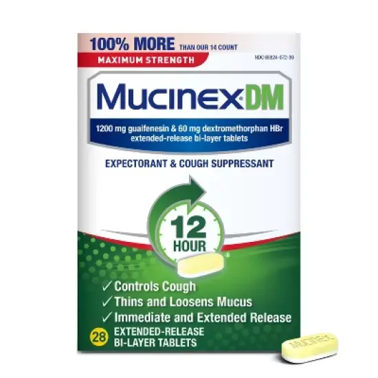 Mucinex DM Max Strength 12 Hour Cough Medicine - Tablets image {13}
