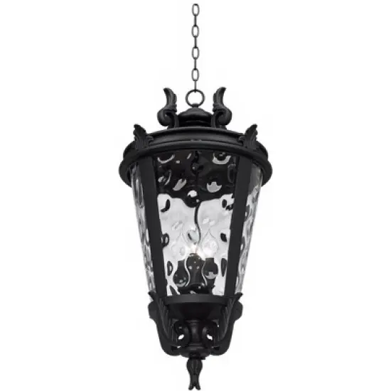 John Timberland Casa Marseille Rustic Outdoor Light Textured Black Scroll 30" Clear Hammered Glass Damp Rated for Post Exterior Barn Deck House Porch image {2}