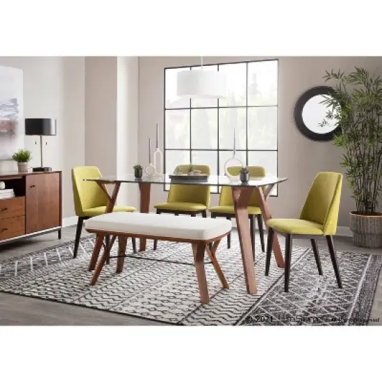 42" Folia Bench Polyester/Wood Walnut/Cream - LumiSource image {8}