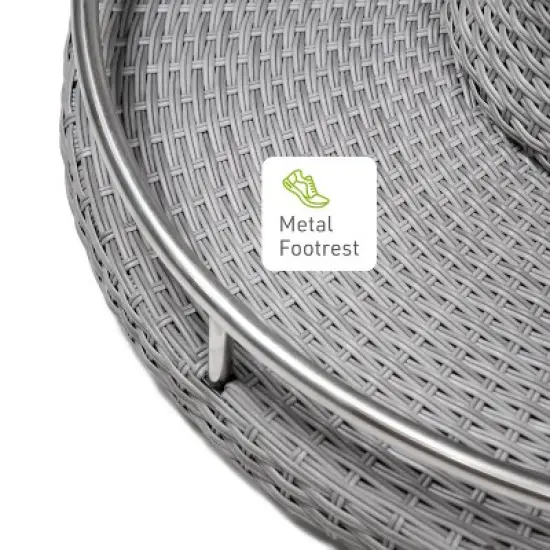 Greemotion 46" Cyprus Round Outdoor Bar Height Table with Glass Top & Ice Bucket Insert Gray: Aluminum Frame, UV-Resistant image {4}