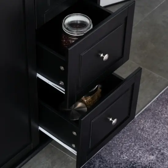 HOMCOM Mobile Kitchen Island Storage Trolley Cart on Wheels with Dropleaf Top, Towel/Spice Rack, 3 Drawers, 2-Door Cabinet image {6}