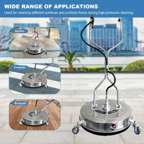 24-Inch Stainless Steel Pressure Washer Surface Cleaner, 4900 PSI, Heavy Duty 4-Wheel Driveway & Concrete Cleaner Attachment image {6}