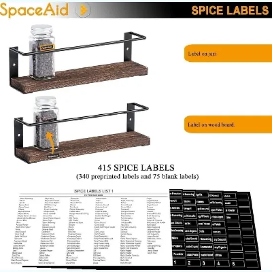 4-Pack Spice Rack Organizer Wall Mount with 415 Labels (no jars included) image {5}