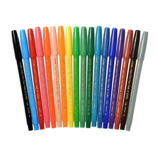 S360 Color Pen Set 18ct - Pentel: Fine Felt Tip, Multicolored Ink, Non-Toxic, Art & Stationery, Cap Design image {2}