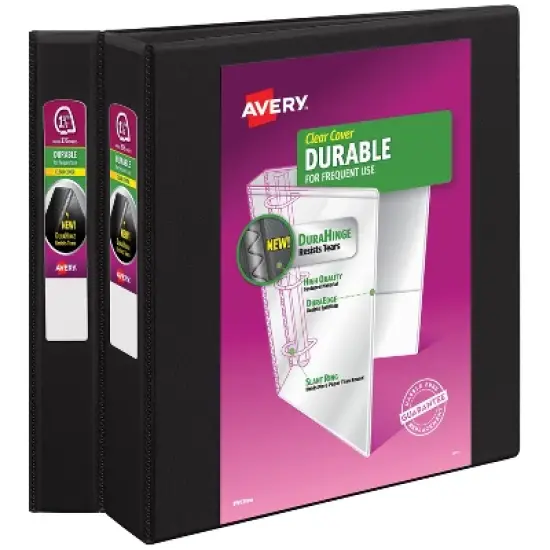 Avery Durable View 3 Ring Binders, 1.5 Inch Slant Rings, 2 Black Binders (46040) image {7}
