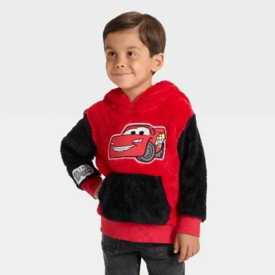 Toddler Boys' Disney Cars Lightning McQueen Racing Hooded Pullover Sweatshirt - Red image {3}