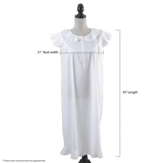Saro Lifestyle Cotton Nightgown With Embroidered Design image {3}