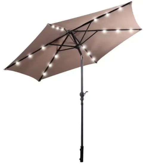 Tangkula 9' Outdoor Patio Umbrella Offset w/LED Light No Base Beige/Burgundy/Tan image {7}