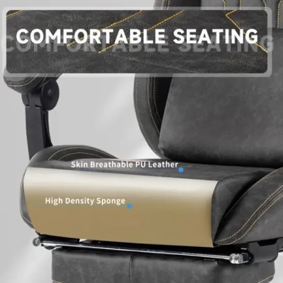 Bosmiller Gaming Chair, Video Game Chair with Massage Lumbar Support and Footrest, Comfortable Ergonomic Computer Chair image {3}