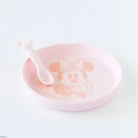 Bumkins 2pc Minnie Mouse Feeding Set - Salmon Pink image {1}