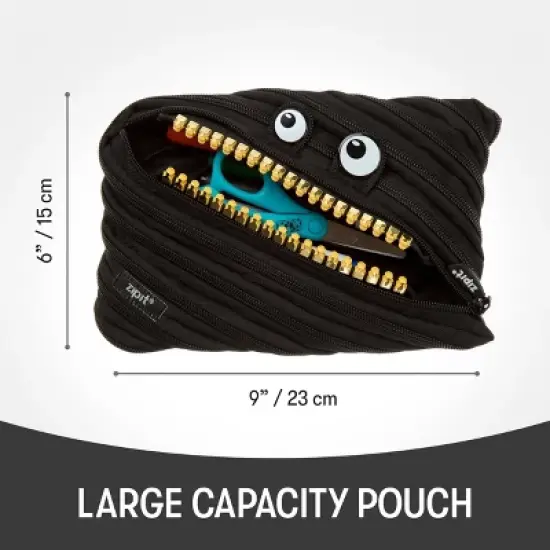 ZIPIT Grillz Large Pencil Case for Kids, Black image {3}