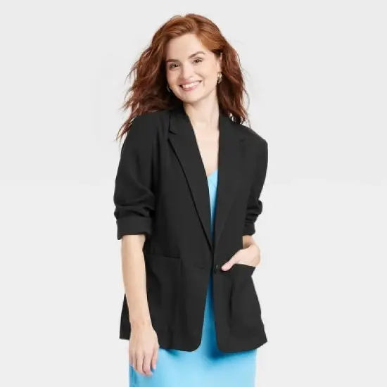 Women's Relaxed Fit Essential Blazer - A New Day&trade; Black image {3}