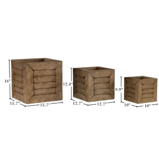 Pure Garden 3-Piece Square Planter Set image {1}
