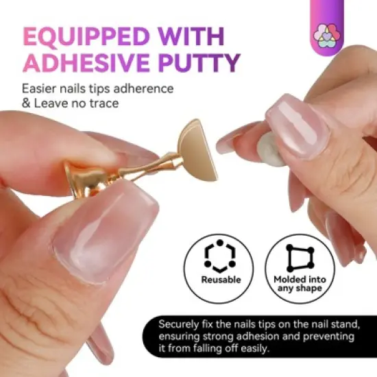 Saviland Pro Press-On Display: 3-Pc Iridescent Magnetic Stands w/40 Reusable Silicone Pads - Salon Artistry Training System. image {3}