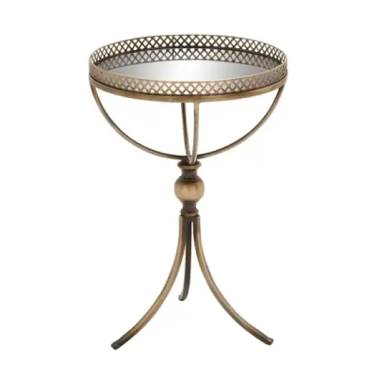 Metal and Glass Round Pedestal Table Gold - Olivia & May image {16}