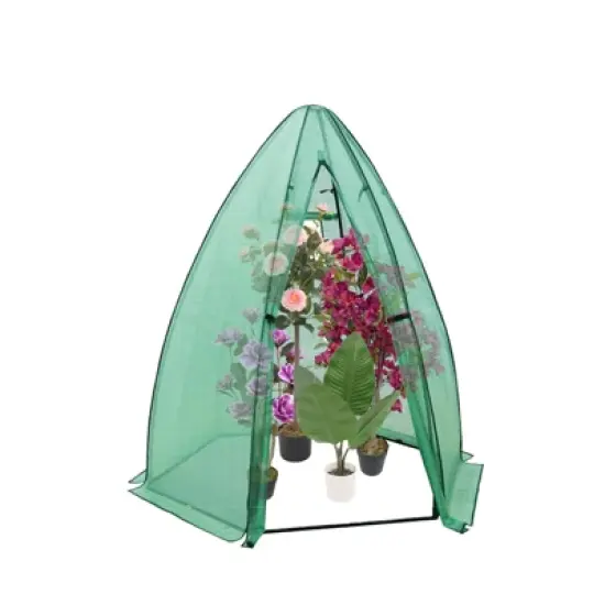 Portable Hexagonal Greenhouse for Outdoor Plants, Heavy Duty PE Cover, Zippered Door & Mesh Window, Plant Protection from Animals & Weather image {7}
