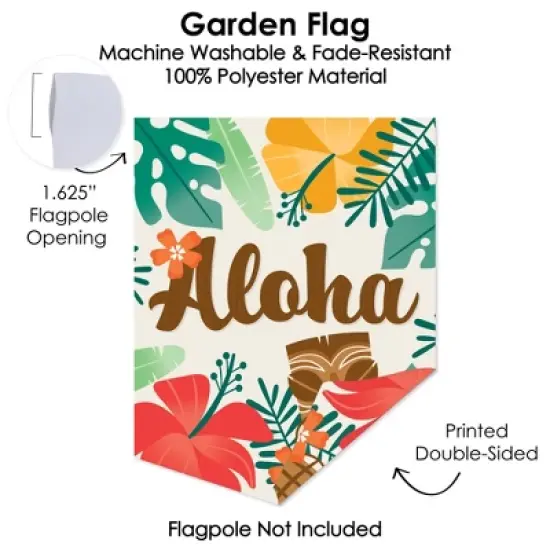 Big Dot of Happiness Tropical Luau - Outdoor Home Decorations - Double-Sided Hawaiian Beach Party Garden Flag - 12 x 15.25 inches image {2}