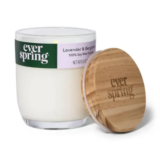 Lavender & Bergamot 100% Soy Wax Candle - Everspring image {1}