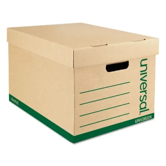 Universal Recycled Heavy-Duty Record Storage Box, Letter/Legal Files, Kraft/Green, 12/Carton image {5}
