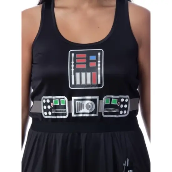 Star Wars Womens' Darth Vader Costume Fitted Nightgown Sleep Pajama Dress Black image {3}