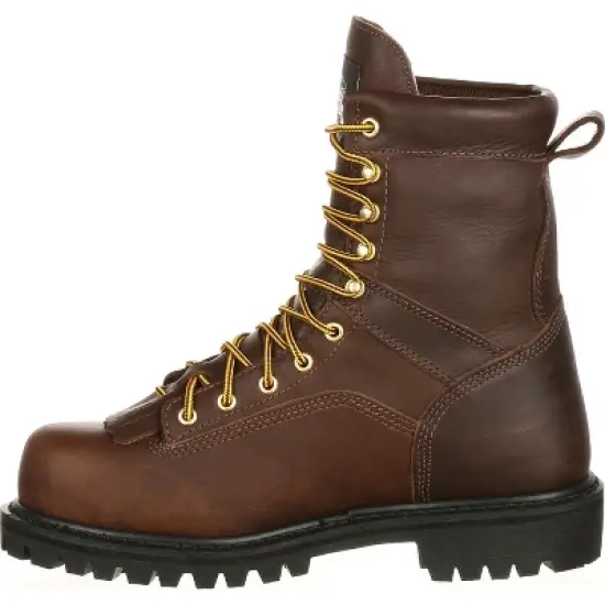 Men's Brown Georgia Boot Lace-to-Toe Steel Toe Waterproof Work Boot Size 12(Wide) image {4}