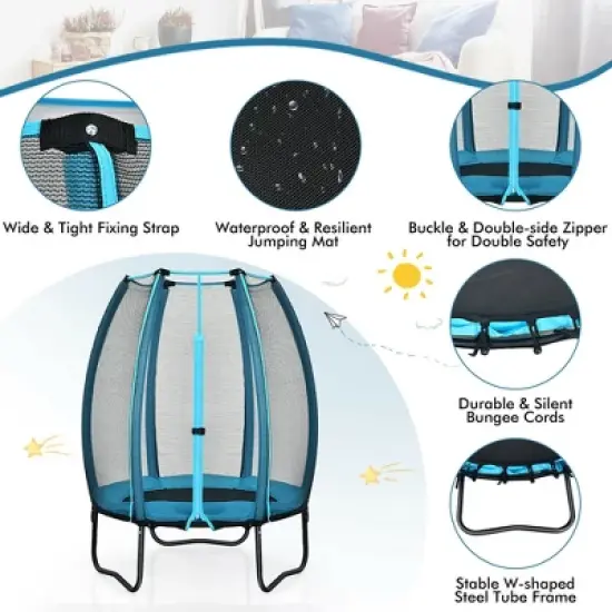 Costway 4ft Kids Trampoline Recreational Bounce Jumper W/Enclosure Net Outdoor Indoor image {7}