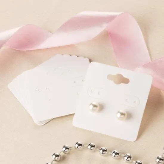 Earring Cards - 200-Pack Hanging Earring Card Holder, Paper Jewelry Display Cards for Earrings, Ear Studs, White, 2 x 2 Inches image {4}