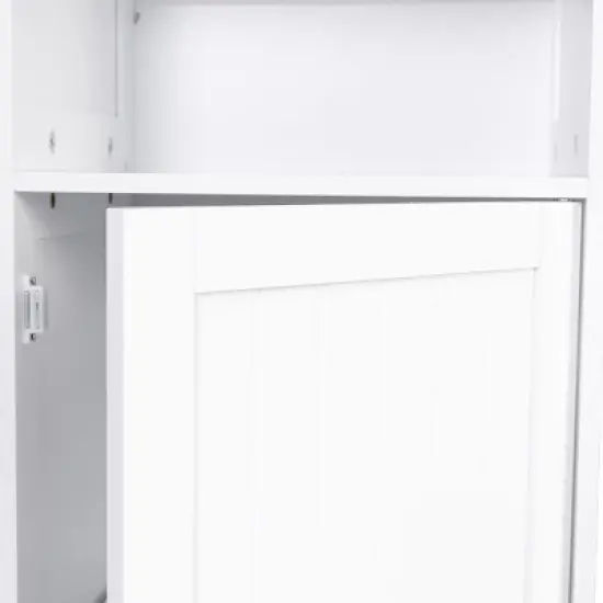Costway 72''H Bathroom Tall Floor Storage Cabinet Shelving Display Grey\White image {9}